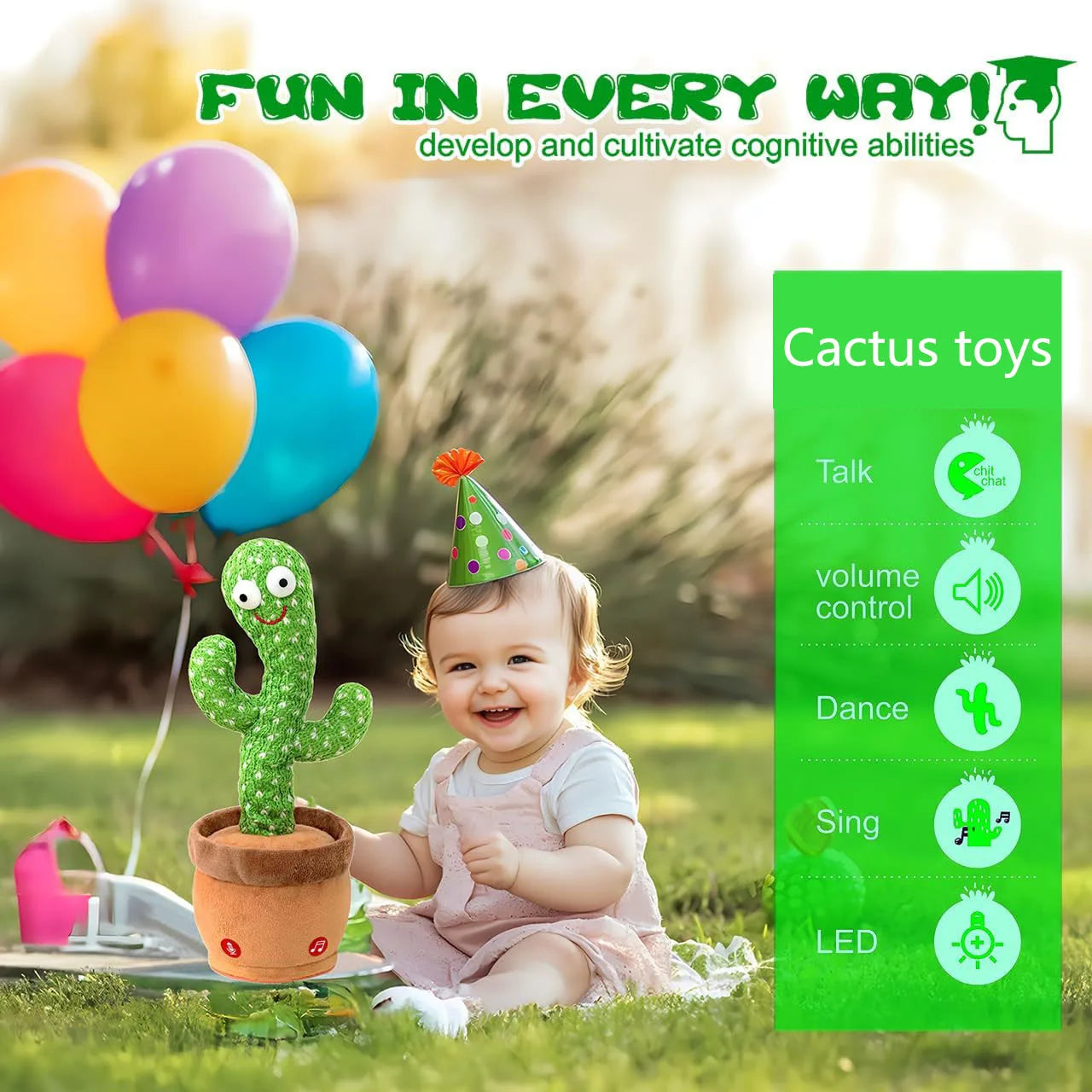 Cactus Dansant Musical - Jouet Interactif Qui Chante et Enregistre
