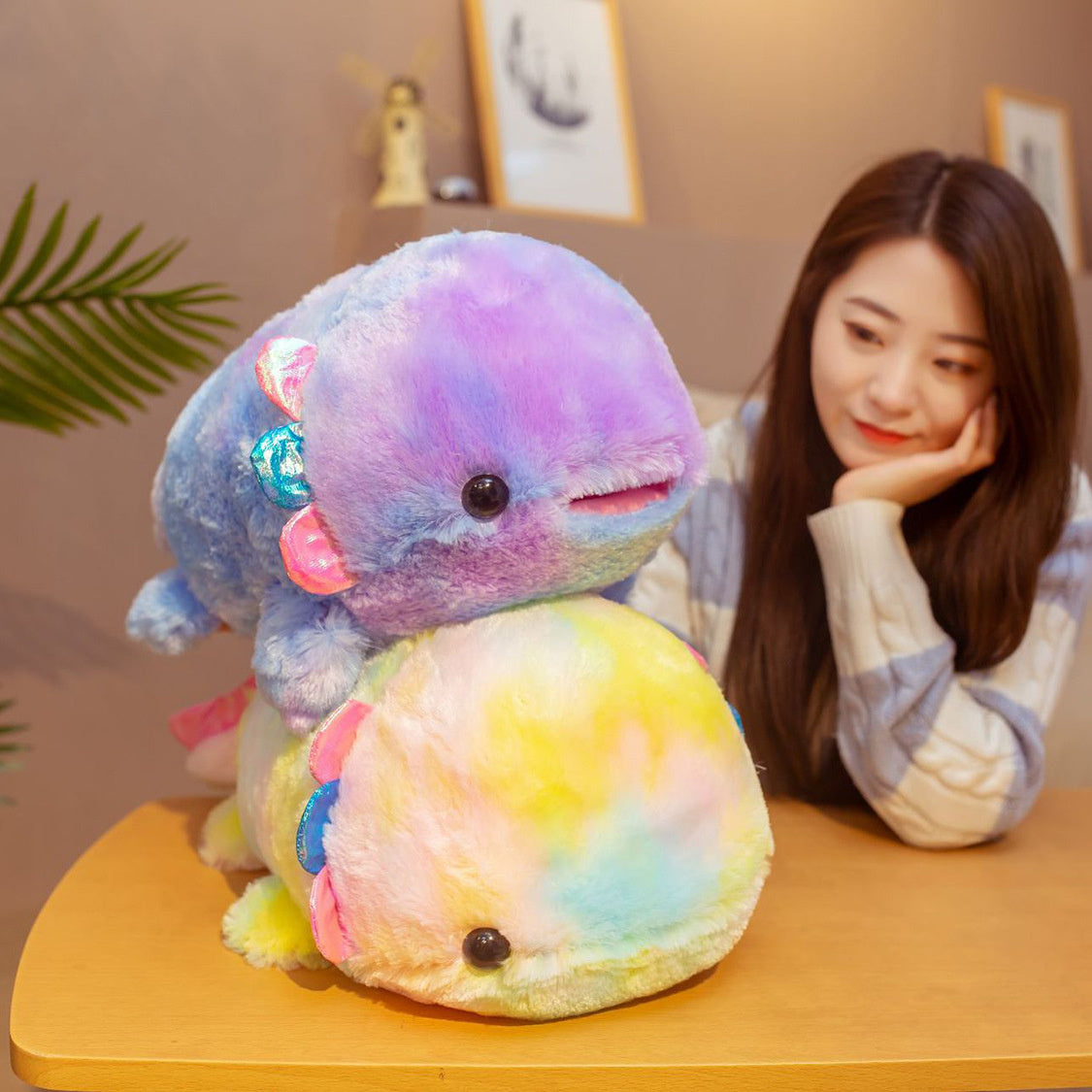 Peluche Axolotl Arc-en-Ciel Kawaii - Doudou Tendance TikTok