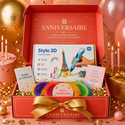 Box Tidoudous Anniversaire - box premium trimestrielle avec Stylo 3D
